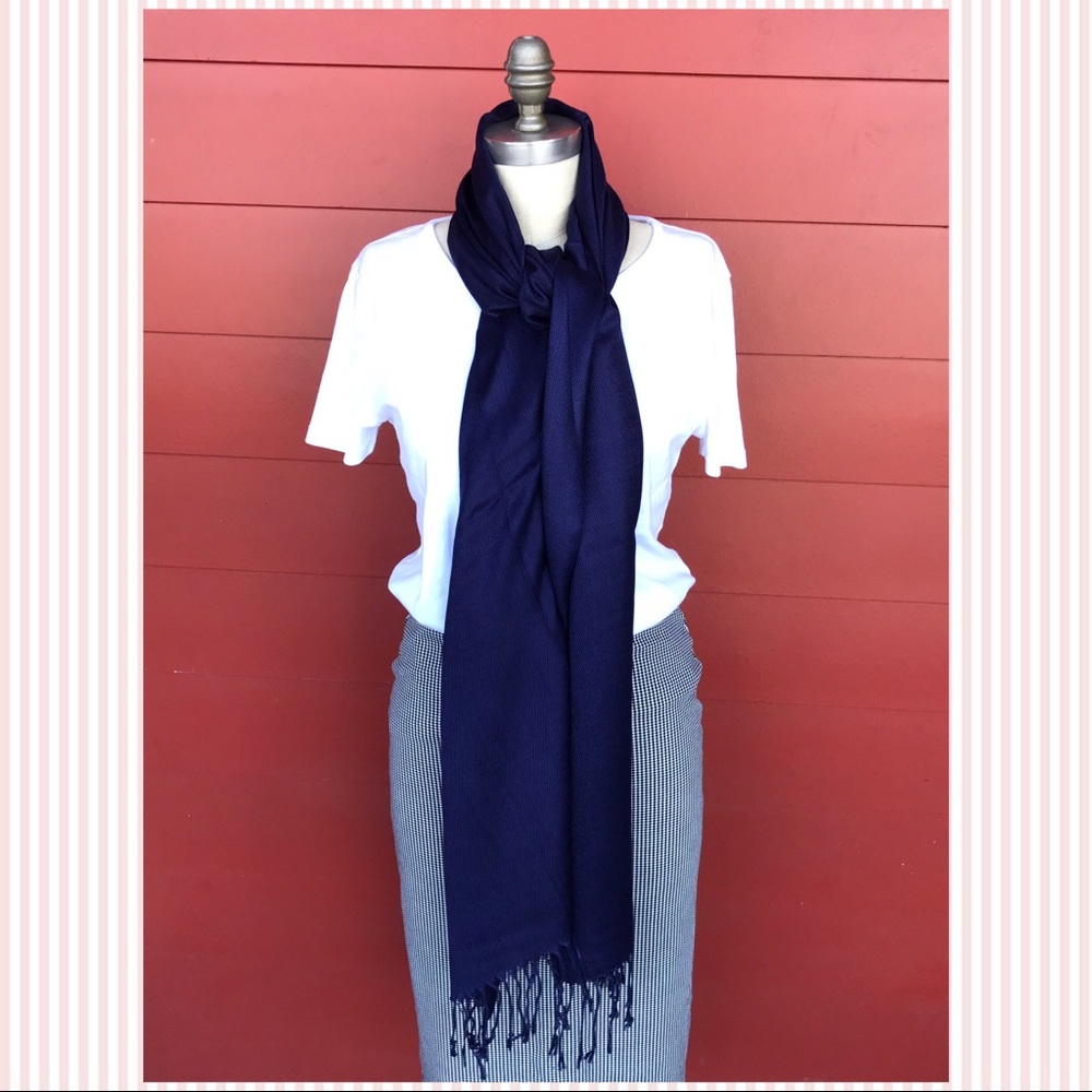 Dark Blue Viscose/Acrylic Blend Scarf NWOT